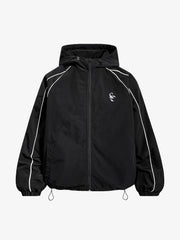 Street-style Letter Print Hooded Windbreaker Jacket
