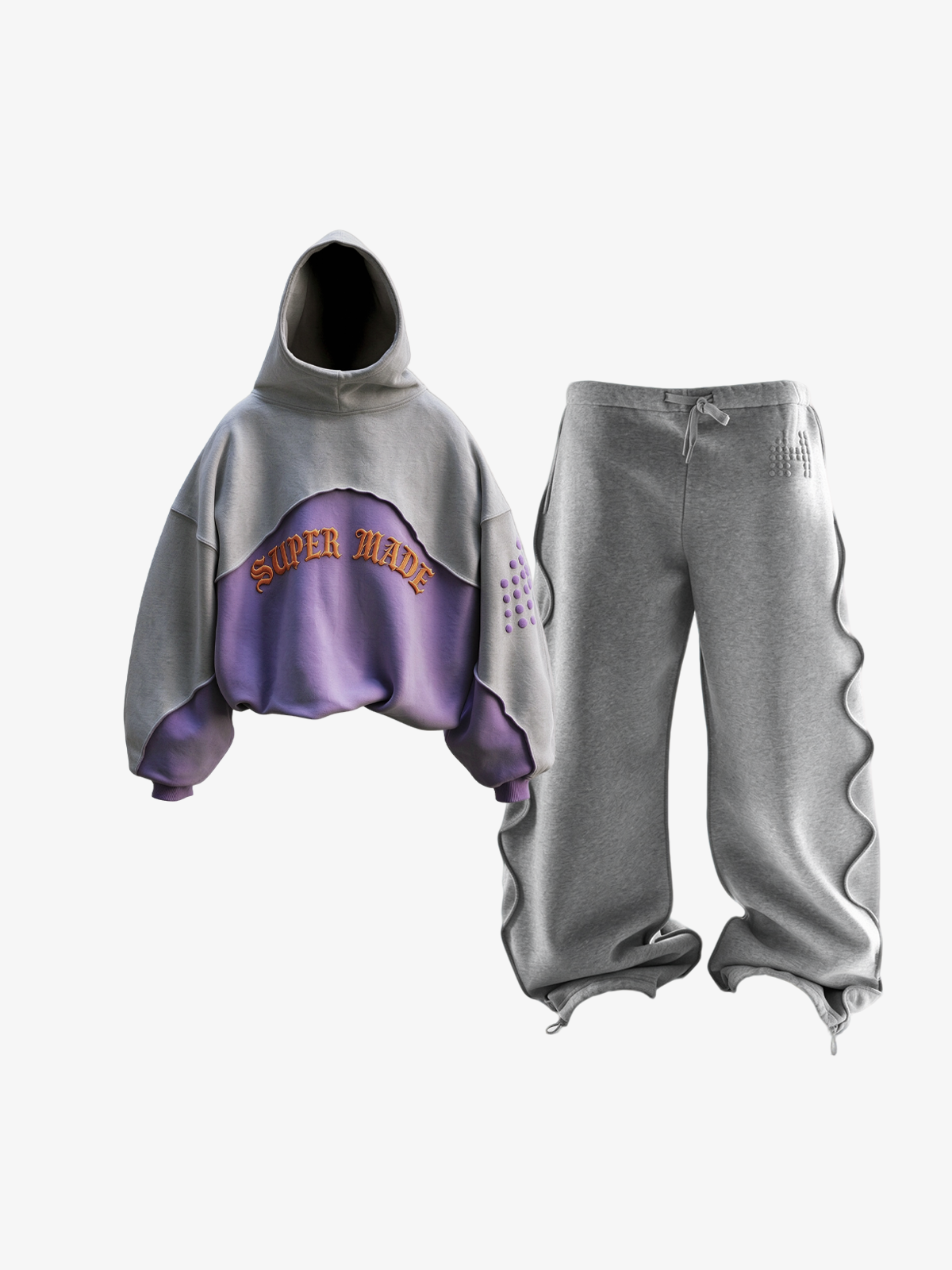 Sculpted Seam Cropped Hoodie & Curved-Leg Sweatpants Set