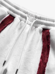 Pink Contrast Stripe Zip Hoodie & Curved-Leg Pants Set