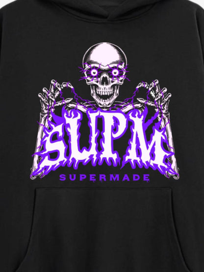 Skull Graphic Hoodie with Purple Accents 