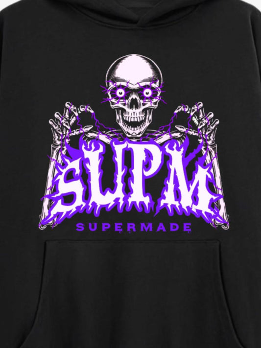 Skull Graphic Hoodie with Purple Accents 
