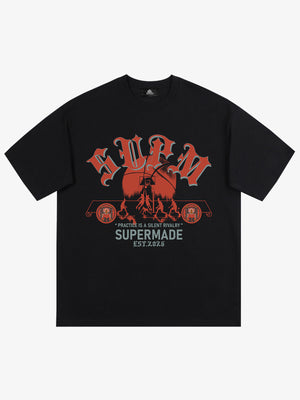 thesupermade-Cotton Basketball Graphic T-Shirt with "Practice Is A Silent Rivalry" Print and Oversized Fit 