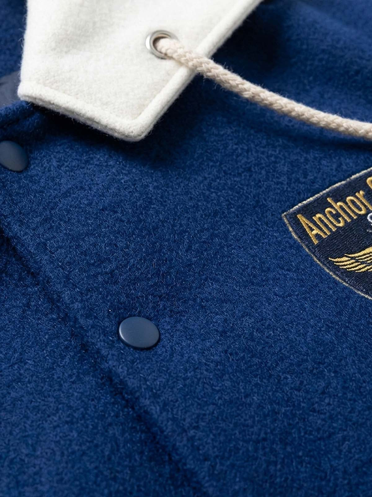 Crest Graphic Contrast-Hood Varsity Jacket