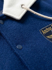 Crest Graphic Contrast-Hood Varsity Jacket