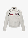 Patchwork Embroidered Cropped Biker Jacket