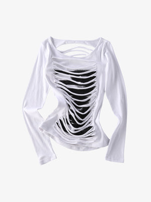 Cut-Out Slim Long Sleeve Tee