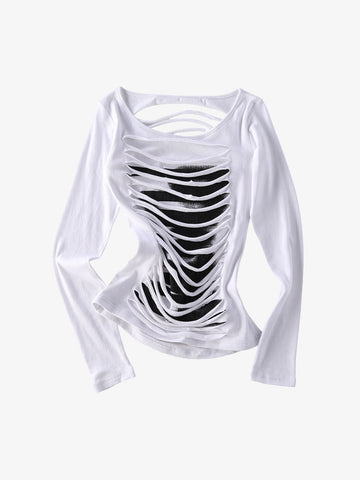 Cut-Out Slim Long Sleeve Tee