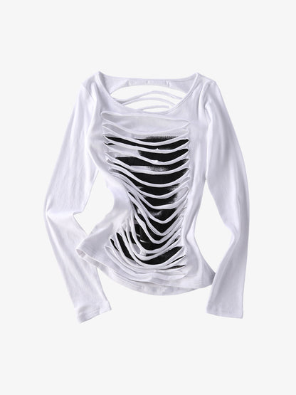 Cut-Out Slim Long Sleeve Tee
