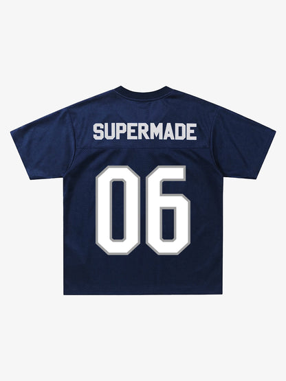 Supermade Classic Blue Embroidered Jersey Pattern Customization 