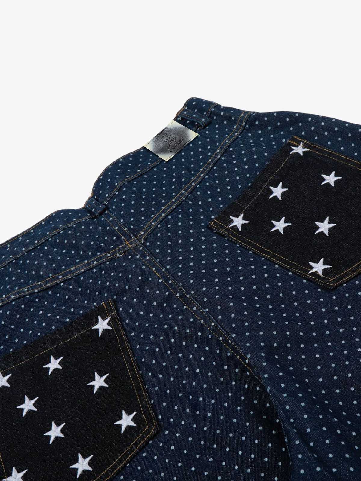 Jeans mit Sternenstickerei und Polka-Dots