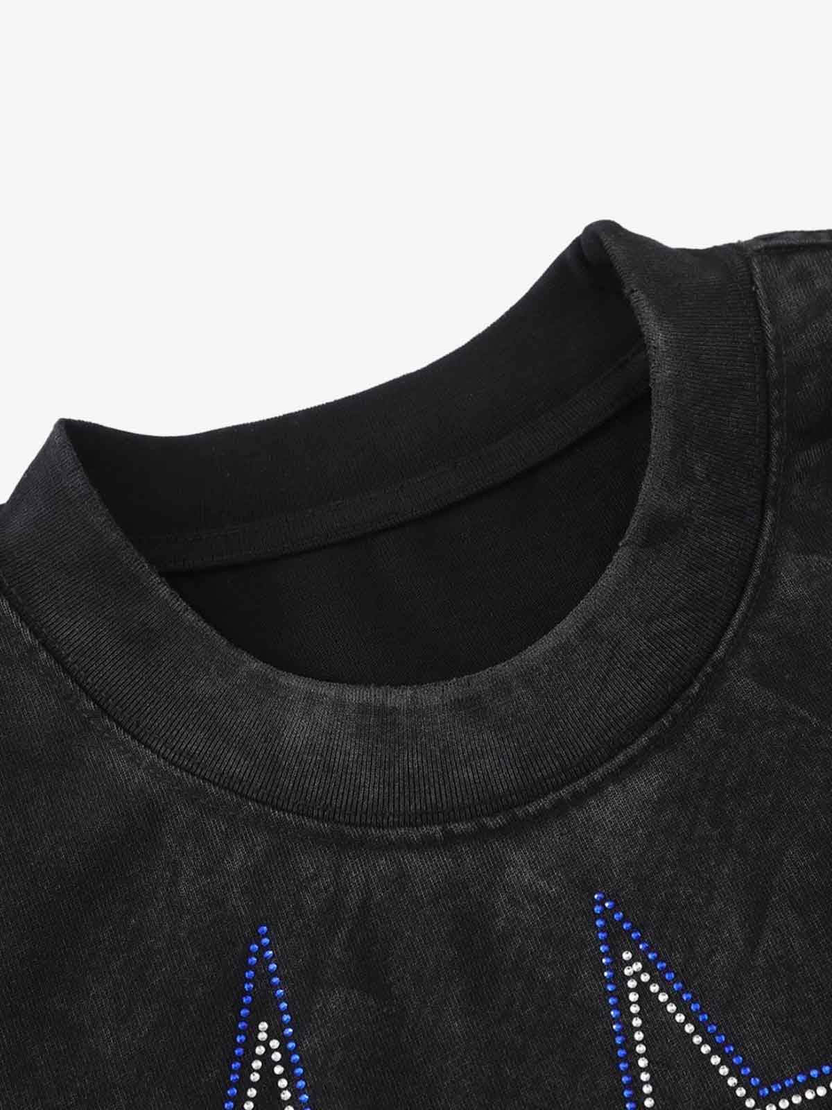 Strass-Sternen-Grafik-T-Shirt