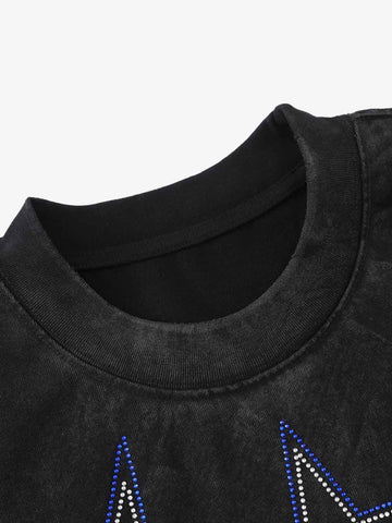 Strass-Sternen-Grafik-T-Shirt