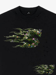 Distressed Abstract Floral Graphic Street T-Shirt 