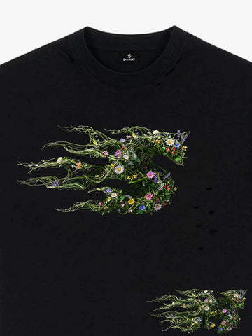 Distressed Abstract Floral Graphic Street T-Shirt