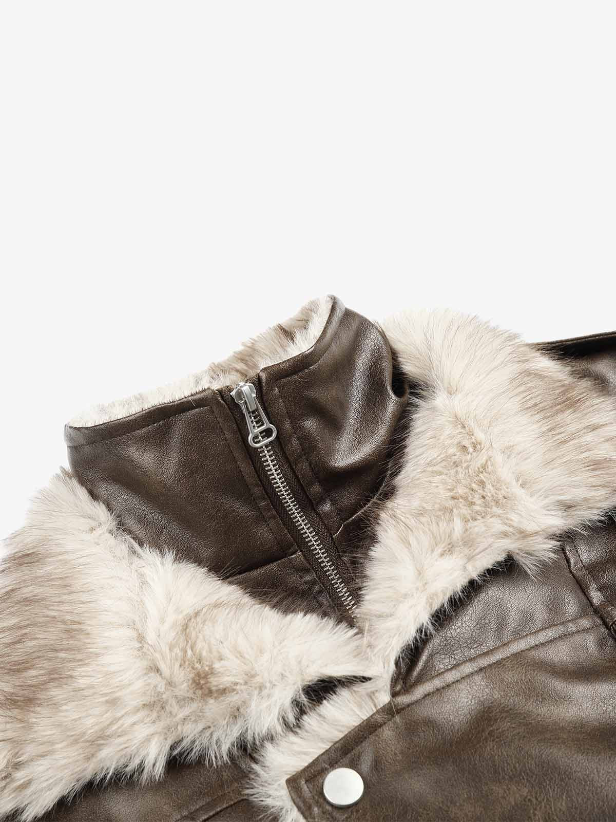 Faux-Layered Oversized-Collar Padded Coat