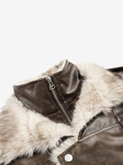 Faux-Layered Oversized-Collar Padded Coat