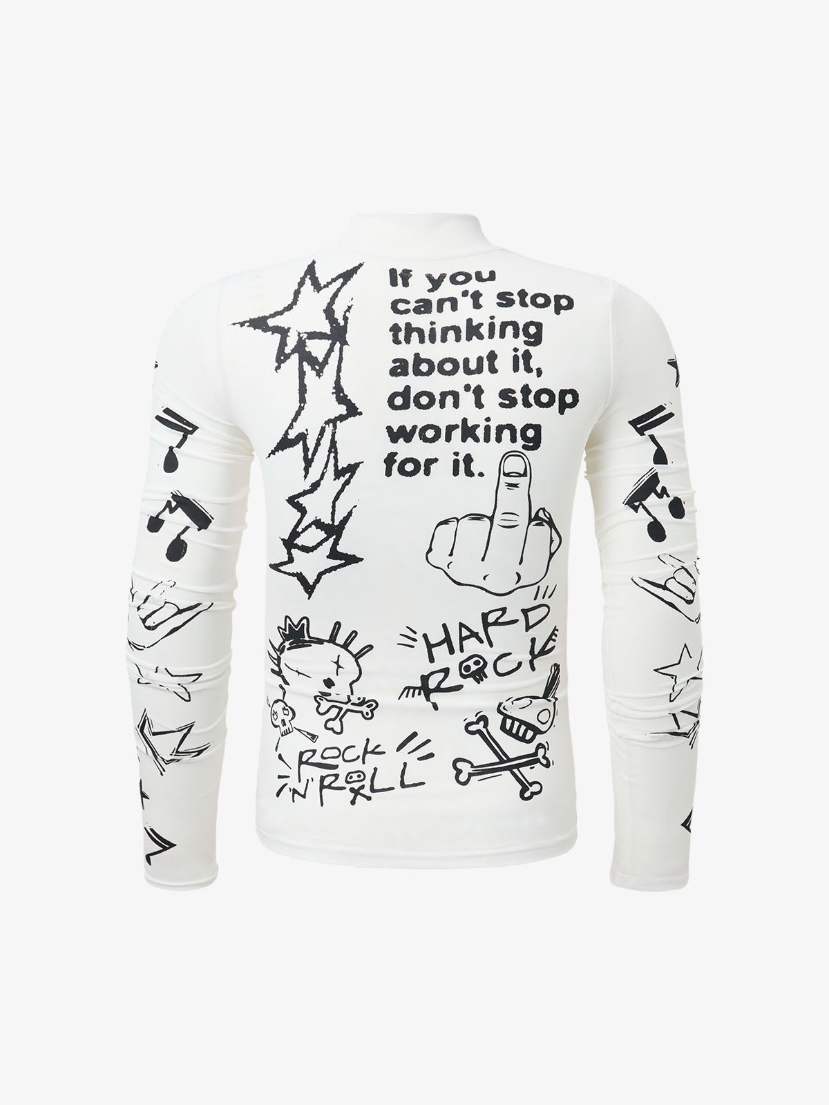 Punk Graphic Mesh Long Sleeve Top 