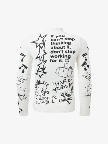 Punk Graphic Mesh Long Sleeve Top 