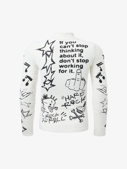Punk Graphic Mesh Long Sleeve Top 