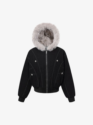 Faux Fur Hooded Padded Bomber Jacket 