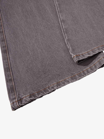 Retro Faded Multi-Pocket Flared Cargo Jeans 