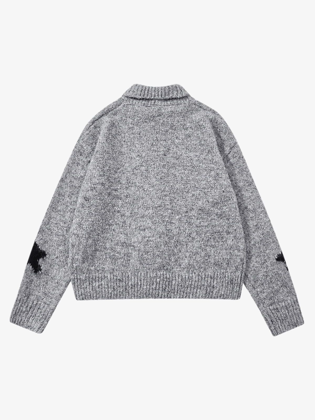 Stylish Star Pattern Zip-Up Knit Cardigan for Women 
