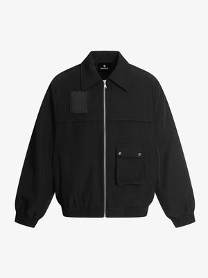 Structured Lapel Zip Front Pocket Jacket