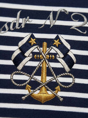 Anchor Embroidered Striped Heavyweight Sweatshirt