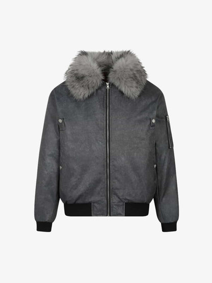 Winter Warmth Bomber Jacket with Faux Fur Collar - Stylish and Cozy Outerwear for Men 