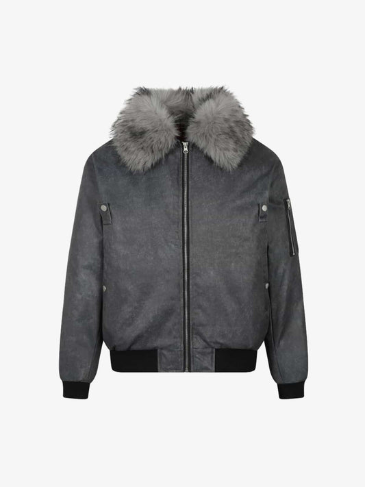 Winter Warmth Bomber Jacket with Faux Fur Collar - Stylish and Cozy Outerwear for Men 