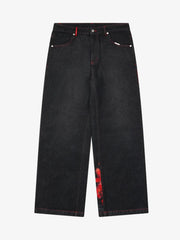 American Retro Red Maple Leaf Heavy-duty Jeans