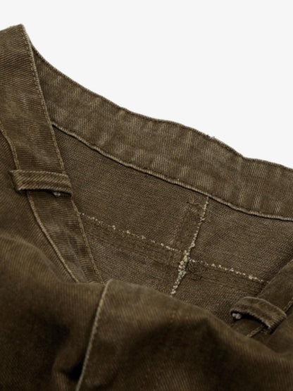 Washed Panel Cut Wide Leg Denim Jeans