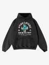 Letter Graphic Washed Distressed Hoodie