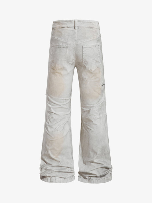 Cotton Blend Wide Leg Cargo Pants with Zipper Pockets and Utility Design 