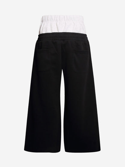 Striped Badge Graphic Double-Waist Track Pants