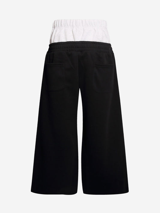 Striped Badge Graphic Double-Waist Track Pants
