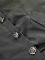 Napoleonic Double-Breasted Peaked-Lapel Padded Coat