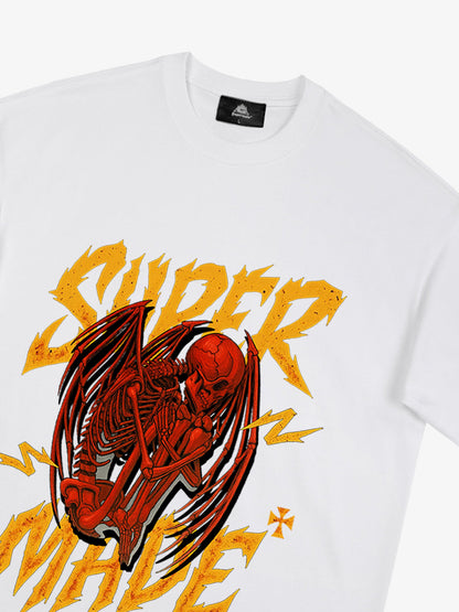 Street Angel and Devil Hatching Pattern T-shirt 