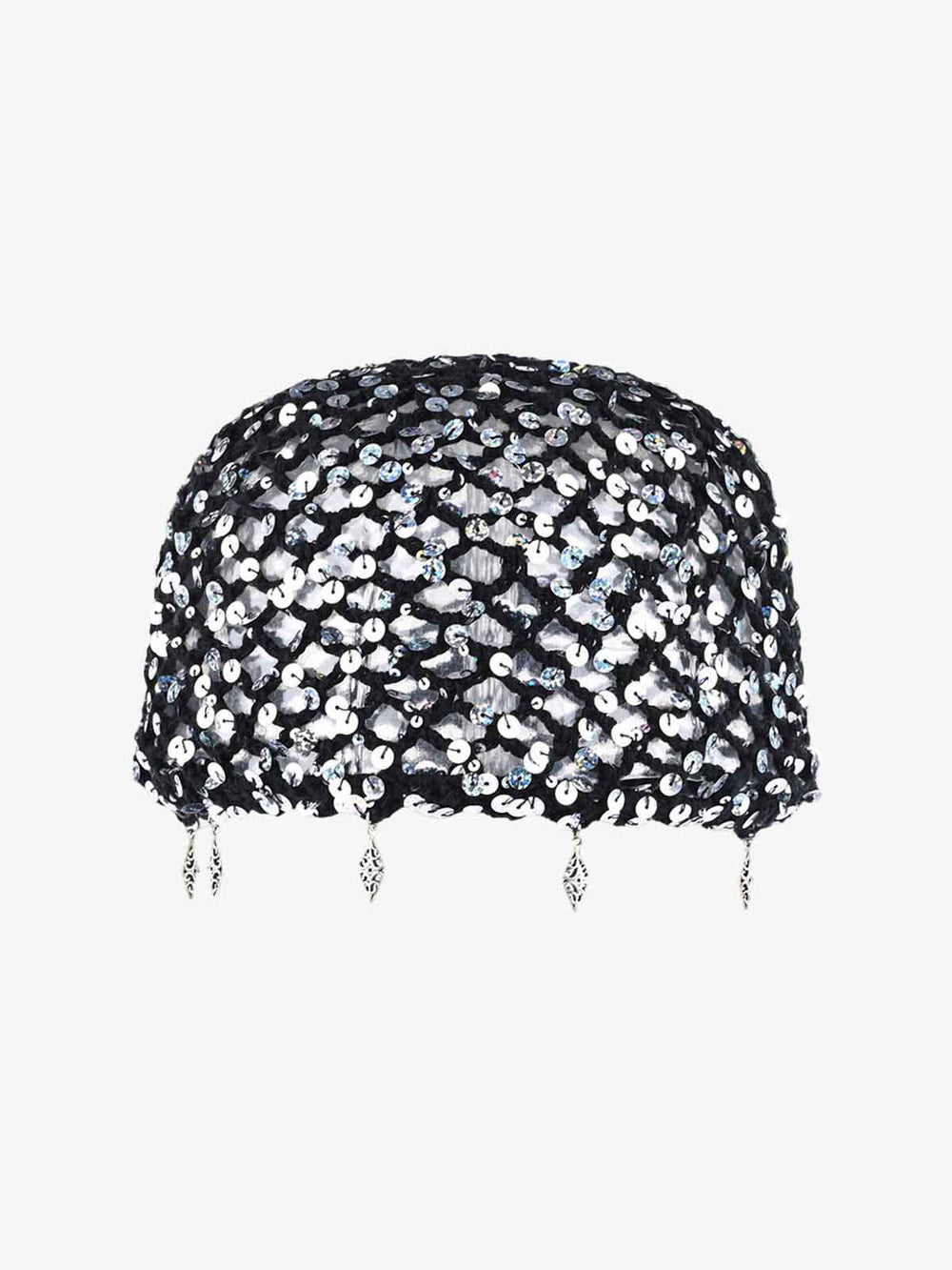 Vintage Sequin Mesh Beaded Fringe Cap 