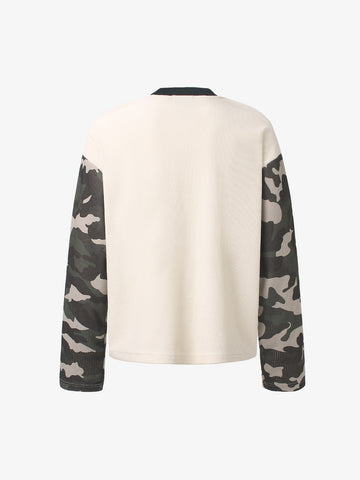 Camo Patchwork Waffle Long Sleeve Tee