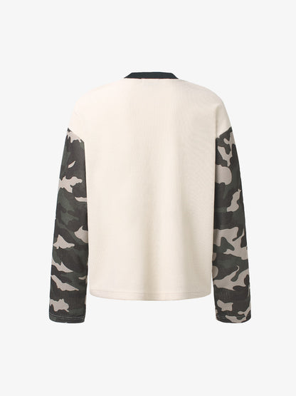 Camo Patchwork Waffle Long Sleeve Tee