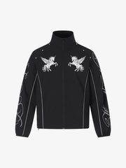 Pegasus Embroidered Stand-Collar Zip Jacket