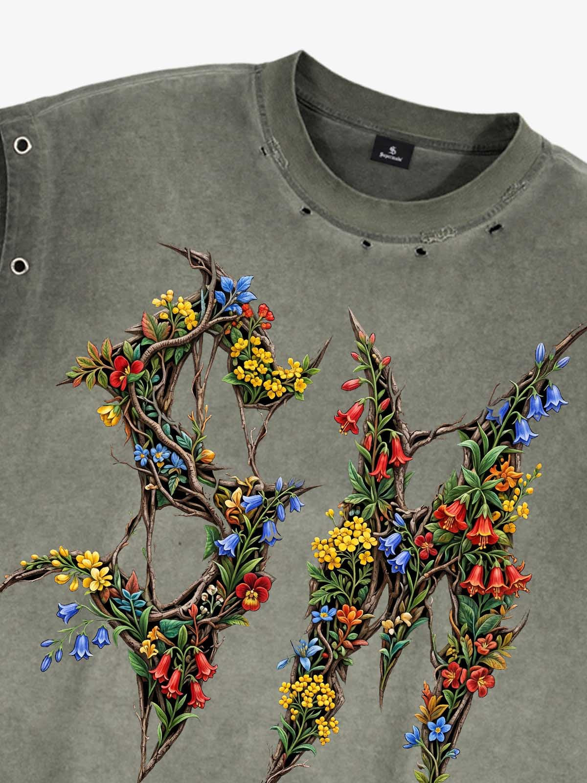 Washed Floral Graphic Sleeveless T-Shirt 
