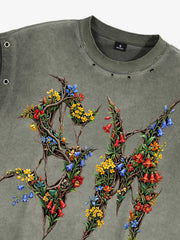 Washed Floral Graphic Sleeveless T-Shirt 