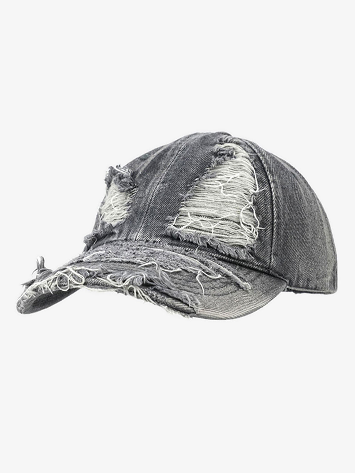 Distressed Denim Baseball Cap for Trendy Looks 