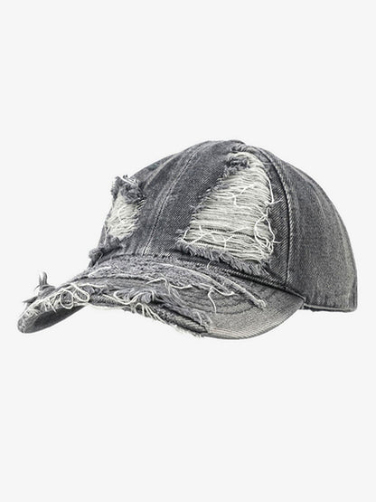 Distressed Denim Baseball Cap for Trendy Looks 
