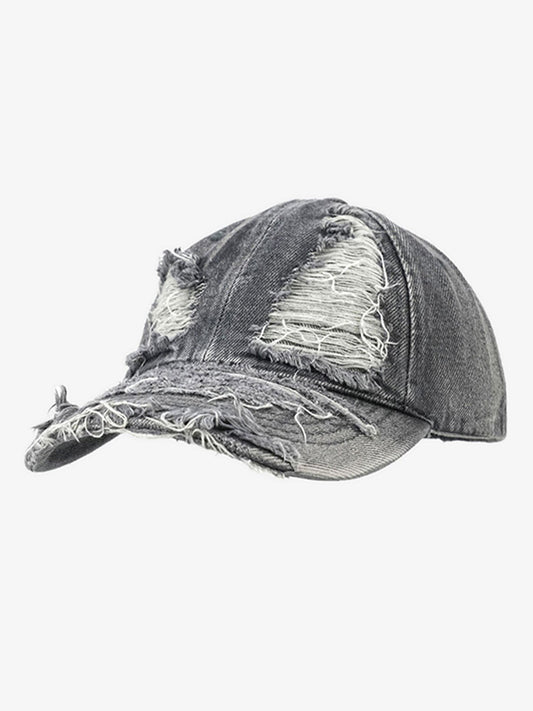 Distressed Denim Baseball Cap for Trendy Looks 