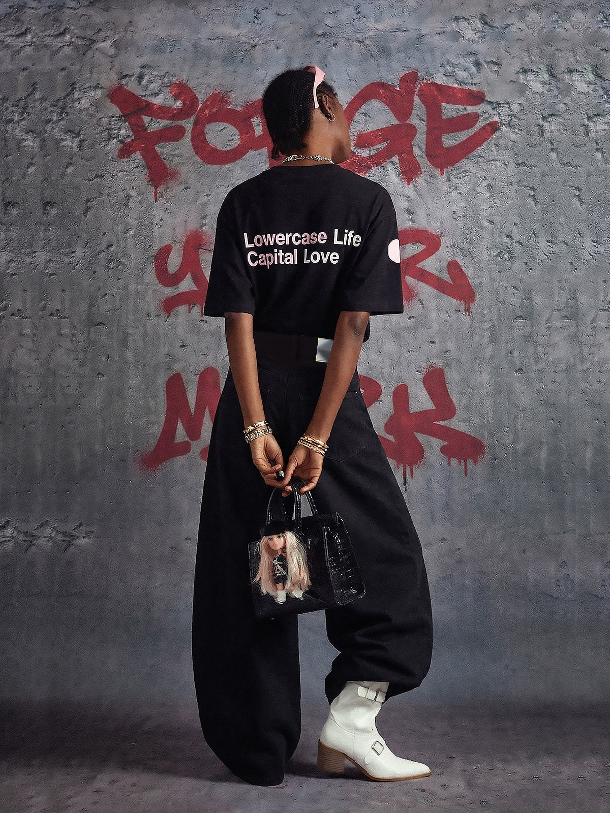 Oversized Letter Print Cotton T-Shirt