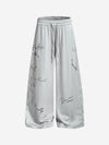 Script Letter Graphic Drawstring Wide-Leg Pants