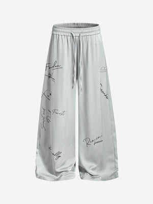 Weite Hose mit Schriftzug und Kordelzug